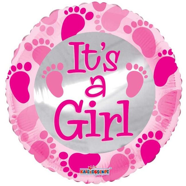 Party! Balloon “It’s a Girl” Foot shape | Colour: Pink | Diameter 45 centimetre | Per 10 balloons