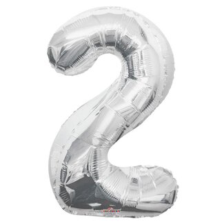 4A Party! Ballon Nummer 2 | Kleur: Zilverkleurig | Hoogte 85 centimeter | Per ballon