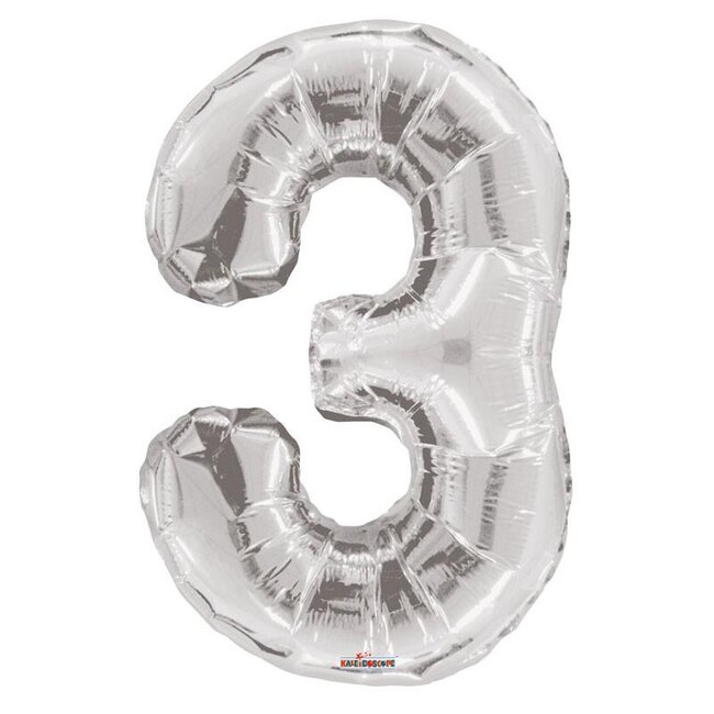 Fête! Ballon Numéro 3 | Couleur: Argenté | Hauteur 85 centimeter | Par ballon