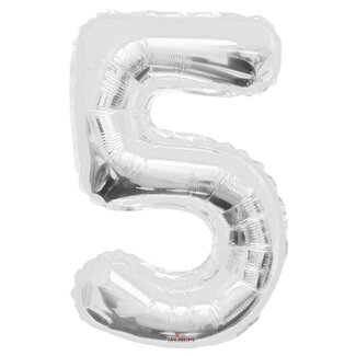 4A Party! Ballon Nummer 5 | Farbe: silberfarben | Höhe 85 Zentimeter | Pro Ballon