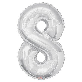 4A Fête ! Ballon Numéro 8 | Couleur: Argenté | Hauteur 85 centimeter | Par ballon