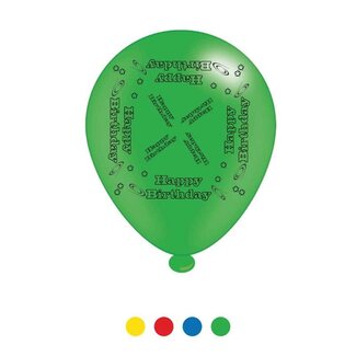 4A Party! Ballon Latex “Birthday” | Kleur: Gemengde Kleuren | Diameter 25 centimeter | Per 48 ballonnen