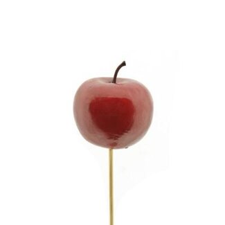4A Apple on stick | Colour: Red | Diameter 6 centimetre | Length ± 50 centimetre | Per 25 picks