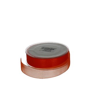 4A Organza-Band | Farbe: Orange | Breite 25 millimeter | Länge 50 meter | Pro Rolle