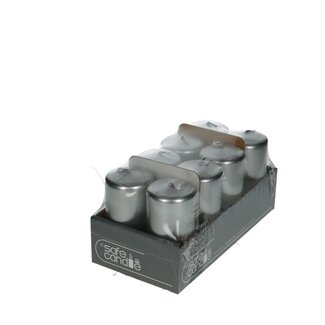 4A Pillar candle “Safe Candle” | Colour: Silver-coloured | Diameter 6 centimetre | Height 12 centimetre | Per 8 candles