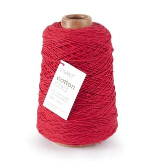 4A Fil de coton | Couleur: Rouge | Diamètre 2 millimètres | Longueur 500 mètres | Par rouleau