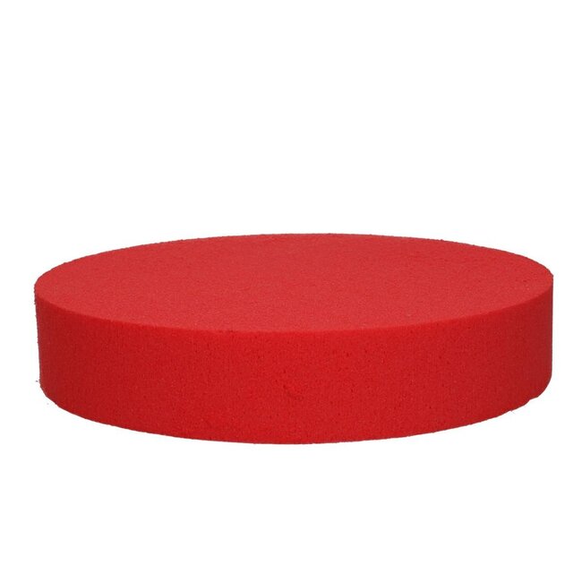 Oasis Mousse florale colorée Cake | Couleur: Rouge | Diamètre 25 centimeter | Hauteur 5 centimeter | Par 2 cakes