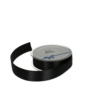 4A Ruban satiné | Couleur: Noir | Largeur 25 millimeter | Longueur 25 meter | Par rouleau