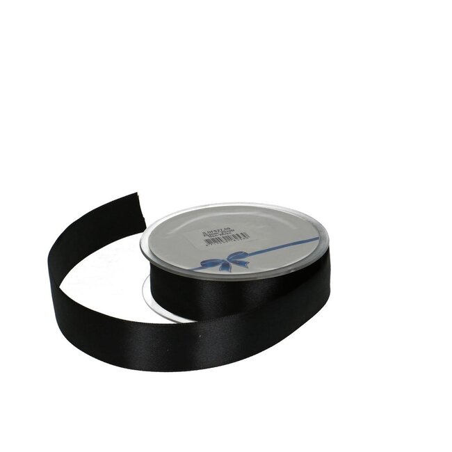 Satin Ribbon | Colour: Black | Width 25 millimetre | Length 25 metre | Per roll
