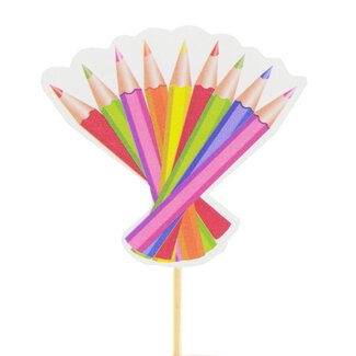 4A Potloden op stok | Kleur: Gemengde Kleuren | Potlood Bijsteker | Diameter 7 centimeter | Lengte ± 50 centimeter | Per 25 bijstekers