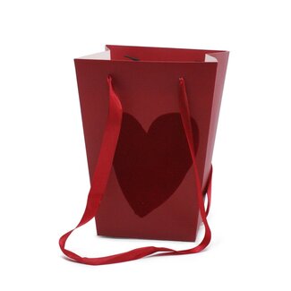 4A Cadeautasjes “Velvet Love” | Kleur: Rood | Lengte 15 centimeter | Breedte 11 centimeter | Hoogte 20 centimeter | Per 10 tassen