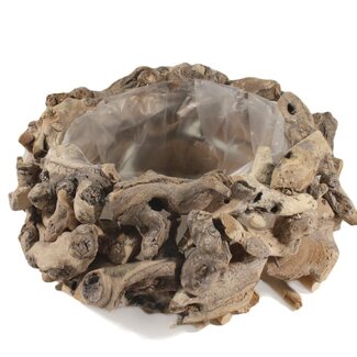 4A Bois flotté Pot de fleurs Bac à plantes | Couleur: Blanc naturel | Diamètre 31 centimeter | Hauteur 14 centimeter | Par pot de fleurs