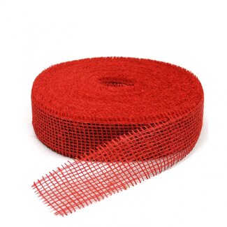 4A Jute Lint | Kleur: Rood | Breedte 50 millimeter | Lengte 40 meter | Per rol