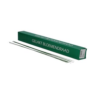 4A Gelakt Bloemendraad | Kleur: Donkergroen | Diameter 1.5 millimeter | Lengte 40 centimeter | Gewicht 2 kilo | Per doos