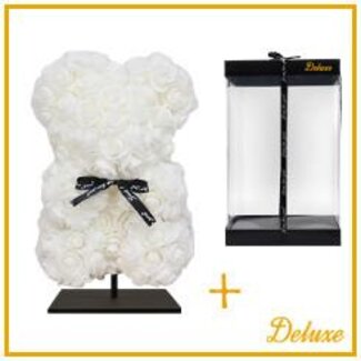 4A Ours de roses en mousse | Couleur: Blanc naturel | Hauteur 25 centimeter | inclut support | Par ours