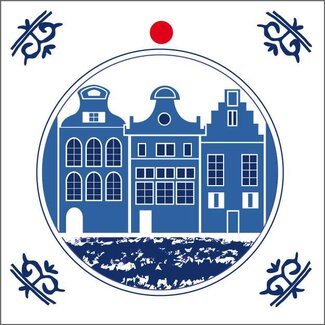 4A Card Label with image "Houses" | Colour: White Blue | Width 7 centimeter | Height 7 centimeter | Per 20 labels