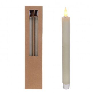 4A Bougie Crayon LED | Couleur: crème | Diamètre 2.1 centimeter | Hauteur 25 centimeter | Piles AAA non incluses | Par 2 bougies