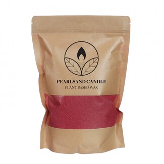 4A Pearlsand Kerzenwachs + 4 Dochte | Farbe: Bordeauxrot | Pflanzliches Wachs | Inhalt 400 gram | Pro Beutel