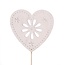 Blume Herz Stecker | Farbe: Natuurlijk Weiß | Durchmesser 8 centimeter | Länge Stecker ± 10 centimeter | Pro 25 Stecker