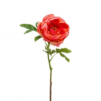 4A Pioenroos Kunstbloem | Kleur: Lichtrood | Paeonia Kunstbloemen | Lengte ± 63 centimeter | Per 4 kunstbloemen