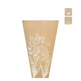 4A Housses Muguet Lelietje-van-Dalen “Bonheur” | Couleur: Brun clair | Longueur 45 centimeter | Largeur 24.5 centimeter | Hauteur 11 centimeter | Par 50 housses