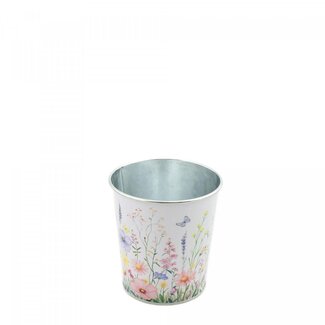 4A Zinken Bloempot Plantenpot “Alona Flowers” | Kleur: Natuurlijk Wit | Diameter 10 centimeter | Hoogte 10 centimeter | Per 10 bloempotten