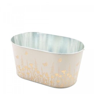 4A Zinken Bak Bloempot Plantenpot “Alossi” | Kleur: Beige | Lengte 22 centimeter | Breedte 14 centimeter | Hoogte 11 centimeter | Per 10 bakken