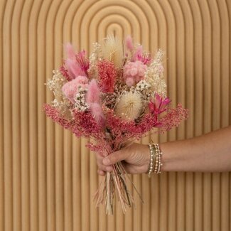 Dolce Vita Boeket droogbloemen "Wow Pink" | Lengte ± 35 centimeter | Met roze droogbloemen