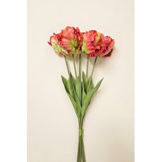 Arti Flora Parkiet Tulp Fleur artificielle | Couleur: Violet | Longueur ± 65 centimètre | 5 tiges par bouquet | Par bouquet