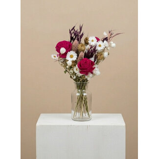 MyFlowers Boeket droogbloemen "Rosewood Pink" | Lengte ± 50 centimeter | Met donkerroze kunstrozen