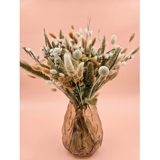 MyFlowers Boeket droogbloemen "Shades of Salmon" | Lengte ± 60 centimeter | Met zalmkleurige droogbloemen