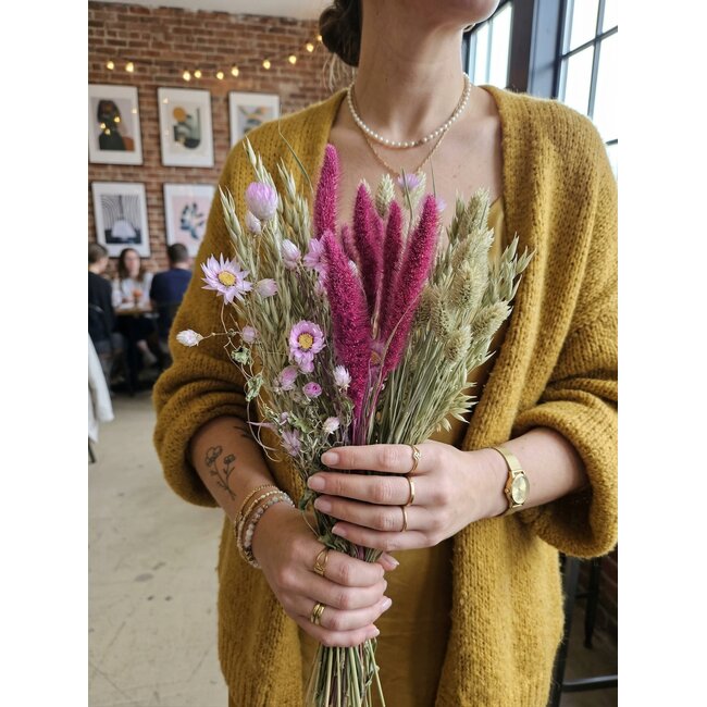 Bouquet of dried flowers "Royal Love" | Length ± 50 centimetres | With pink and natural dried flowers