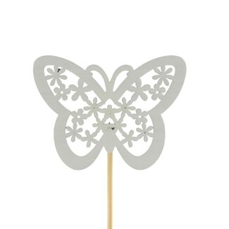4A Schmetterling Stacey Stecker | Farbe: Natürlich Weiß | Durchmesser 4.5 centimeter | Länge des Steckers ± 10 centimeter | Pro 25 Stecker