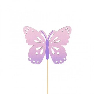 4A Papillon Zazou Pique | Couleur: Lilas | Diamètre 4 centimeter | Longueur de la pique ± 10 centimeter | Par 25 piques