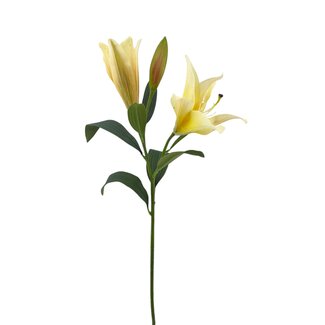 Arti Flora Lily Artificial flower | Colour: Yellow | Lillium artificial flowers | Length ± 90 centimetre | 3 flower heads per stem | Per piece