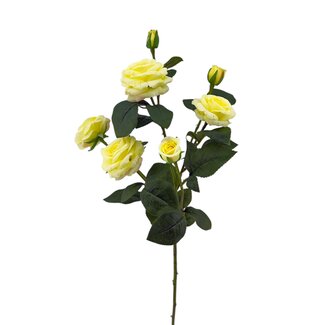 Arti Flora Mini Rose Fleur artificielle | Couleur: Jaune | Roses fleurs artificielles | Longueur ± 70 centimeter | Par pièce
