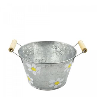 4A Bac en zinc Pot de fleurs Pot de plante “Betty” | Couleur: Jaune | Diamètre 17 centimeter | Hauteur 10 centimeter | Par 10 bacs