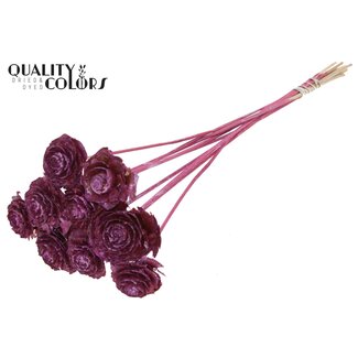 QC Cedar Rose on stem Metallic Pink