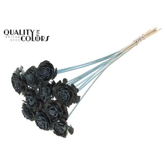 QC Cedar Rose on stem | Colour: Frosted Light Blue | Pine cone pick | Length ± 50 centimetre | 10 picks per bunch