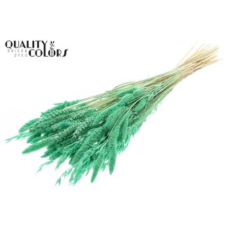 QC Boeket Gebleekte Gedroogde Bloemenmix | Kleur: Mintgroen | Lengte ± 60 centimeter | Per bos