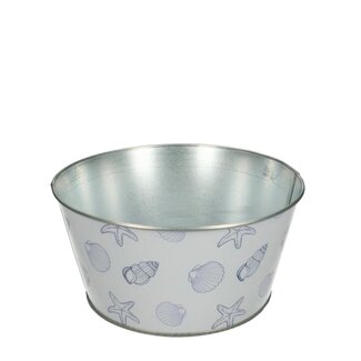 4A Zinkbehälter Blumentopf Pflanzentopf Ocean | Farbe: Natürliches Weiß | Durchmesser 18 centimeter | Höhe 10 centimeter | Pro 12 Behälter