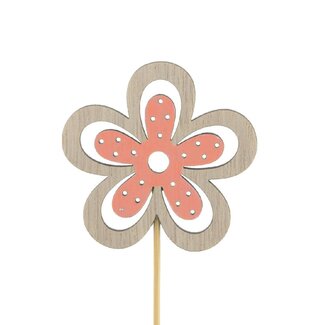 4A Blume Yuki Blumenstecker | Farbe: Lachsfarben | Durchmesser Blume 6 centimeter | Länge Blumenstecker ± 10 centimeter | Pro 25 Blumenstecker