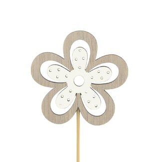 4A Blume Yuki Blumenstecker | Farbe: Naturweiß | Durchmesser Blume 6 centimeter | Länge Blumenstecker ± 10 centimeter | Pro 25 Blumenstecker