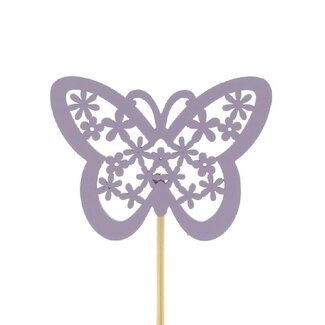 4A Papillon Stacey Pique | Couleur: Lilas | Diamètre du papillon 4.5 centimeter | Longueur de la pique ± 10 centimeter | Par 25 piques