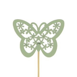 4A Schmetterling Stacey Pflanzstecker | Farbe: Grün | Durchmesser Schmetterling 4.5 centimeter | Länge Pflanzstecker ± 10 centimeter | Pro 25 Pflanzstecker