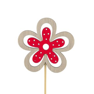 4A Blume Yuki Blumenstecker | Farbe: Rot | Durchmesser Blume 6 centimeter | Länge Blumenstecker ± 10 centimeter | Pro 25 Blumenstecker