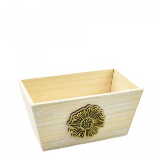 4A Bac en bois Pot de fleurs Bac à plantes "Dona" | Couleur: Jaune | Longueur 19 centimeter | Largeur 11 centimeter | Hauteur 10 centimeter | Par 6 bacs