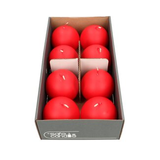 4A Bougie sphérique rustique | Couleur: Rouge | Diamètre 8 centimeter | Par 8 bougies