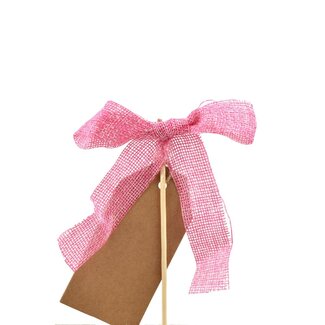 4A Strik met Label Bijsteker | Kleur: Roze | Diameter 13 centimeter | Lengte bijsteker ± 12 centimeter | Per 25 bijstekers