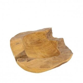 4A Houten Schaal Teak | Kleur: Bruin | Diameter 25 centimeter | Per schaal
